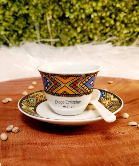 12 pcs Ethiopian/Eritrean Coffee Cups Set,6 cups and 6 saucers