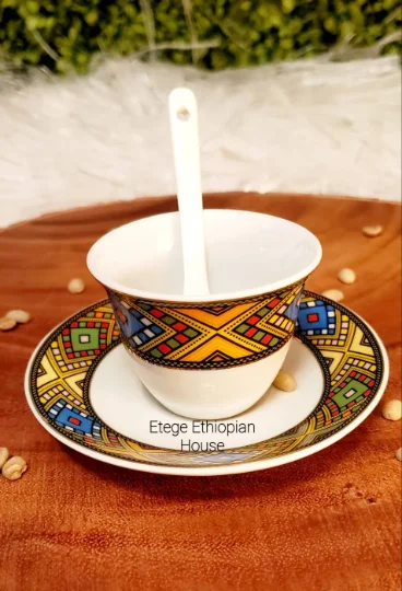 12 pcs Ethiopian/Eritrean Coffee Cups Set,6 cups and 6 saucers - Image 6