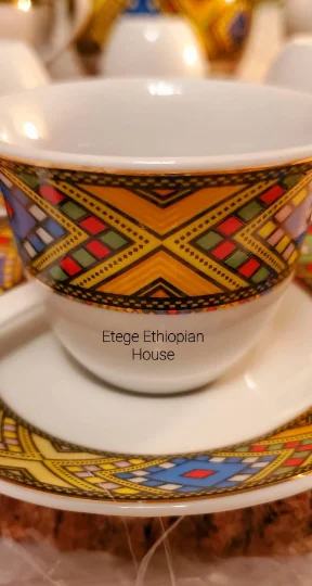 12 pcs Ethiopian/Eritrean Coffee Cups Set,6 cups and 6 saucers - Image 5