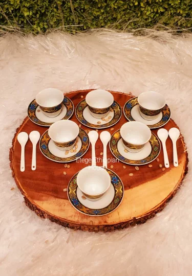 12 pcs Ethiopian/Eritrean Coffee Cups Set,6 cups and 6 saucers - Image 4