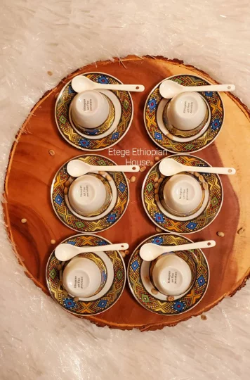 12 pcs Ethiopian/Eritrean Coffee Cups Set,6 cups and 6 saucers - Image 3