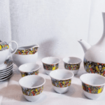 39 PCs Ethiopian/Eritrean Coffee Ceremony Set, QUEEN OF SHEBA Edition Full set Jebena,12 cups, 12 saucers, 12 spoons, Milk Cup and Sugar Cup