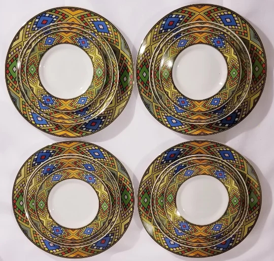 20 Pcs Ethiopian/Eritrean Dinner Plate Set, Tílét (ጥለት) Edition (Best Quality) - Image 2