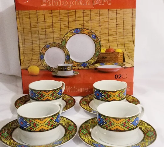 20 Pcs Ethiopian/Eritrean Dinner Plate Set, Tílét (ጥለት) Edition (Best Quality) - Image 4