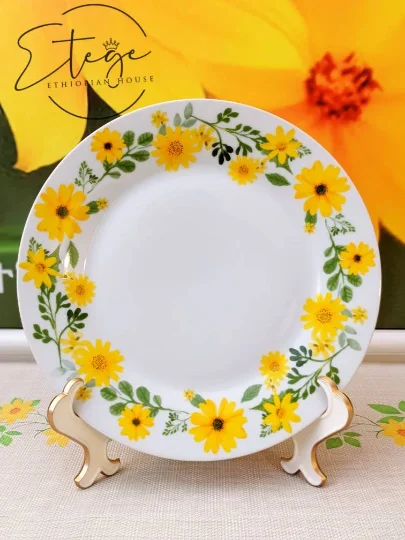 Adey Abeba™- 20 PCS New Ethiopian/Eritrean Dinner Plate Set- with Free 1 FREE matching 72" Table Runner & 4 Placements **Free Shipping** - Image 4