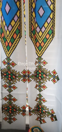 2 Pieces Curtain set-Tebeb Design - High Quality Polyester Fabric 72 x 72 (6ft each) with 12 white grommets. ( Customized Sizes Available). - Image 5