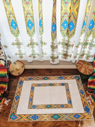Ethiopian & Eritrean Large Vinyl Coffee Ceremony Mat 4ft x 3ft- Light weight and wipeable |Bright High Quality Print| - Image 3