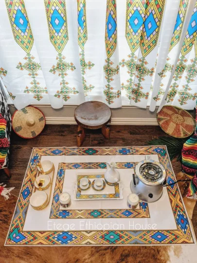 Ethiopian & Eritrean Large Vinyl Coffee Ceremony Mat 4ft x 3ft- Light weight and wipeable |Bright High Quality Print| - Image 4