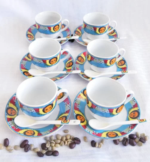 12 PCS- Angel Design- Ethiopian/Eritrean 6 Cups & 6 Saucers, High Quality - Image 2