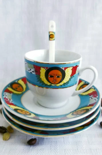 12 PCS- Angel Design- Ethiopian/Eritrean 6 Cups & 6 Saucers, High Quality - Image 5