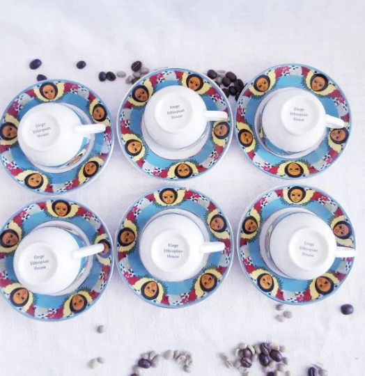 12 PCS- Angel Design- Ethiopian/Eritrean 6 Cups & 6 Saucers, High Quality - Image 6