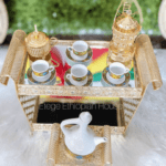 Large Golden Ethiopian/Eritrean/- Rekebot Cultural Coffee Table Set of 4- (Coffee sets are sold separately)